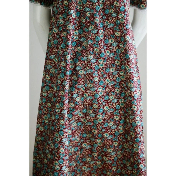Vintage Handmade Cotton Microfloral Chintz Print Lace Detail Boho Dress - Picture 3 of 8